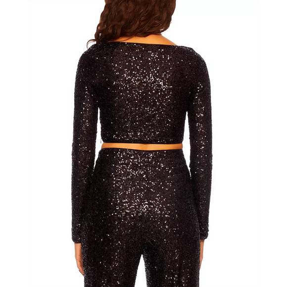 NEW SUSANA MONACO sequin square top in black - Picture 2 of 2